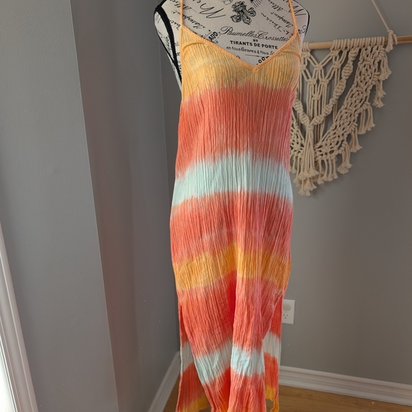 Aerie Multicolor Tie-Dye Maxi Dress Tie Back Swim Cover Beach Medium - Picture 5 of 7